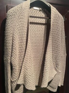 Open-Front Chunky Knit Cardigan - Taupe